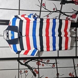 Prince Striped Polo Shirt Red White Blue Size Medium